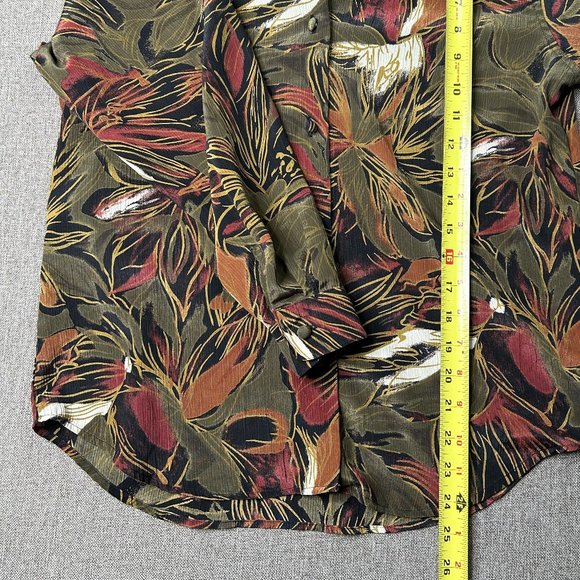 Le Caviar Petite Blouse Women Small Multicolor Floral Fall Leaves Button Office - Picture 6 of 13